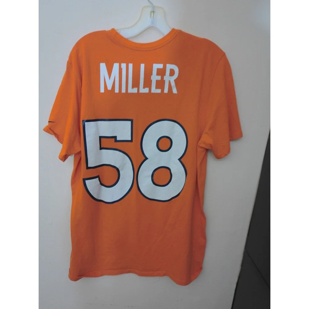 Nike Denver Broncos T-Shirt Mens XL Orange Von Miller 58 Dri-FIT Athletic NFL